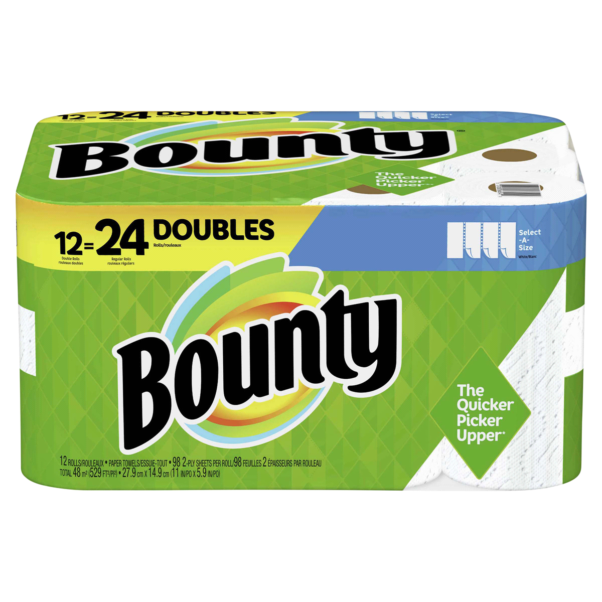 slide 1 of 1, Bounty Select-A-Size Paper Towels, Double Rolls, 12 ct