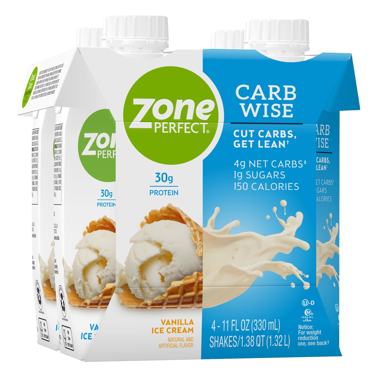 slide 2 of 9, Zone Perfect Carb Wise Vanilla Ice Cream Shakes 4.0 ea, 4 ct; 11 fl oz