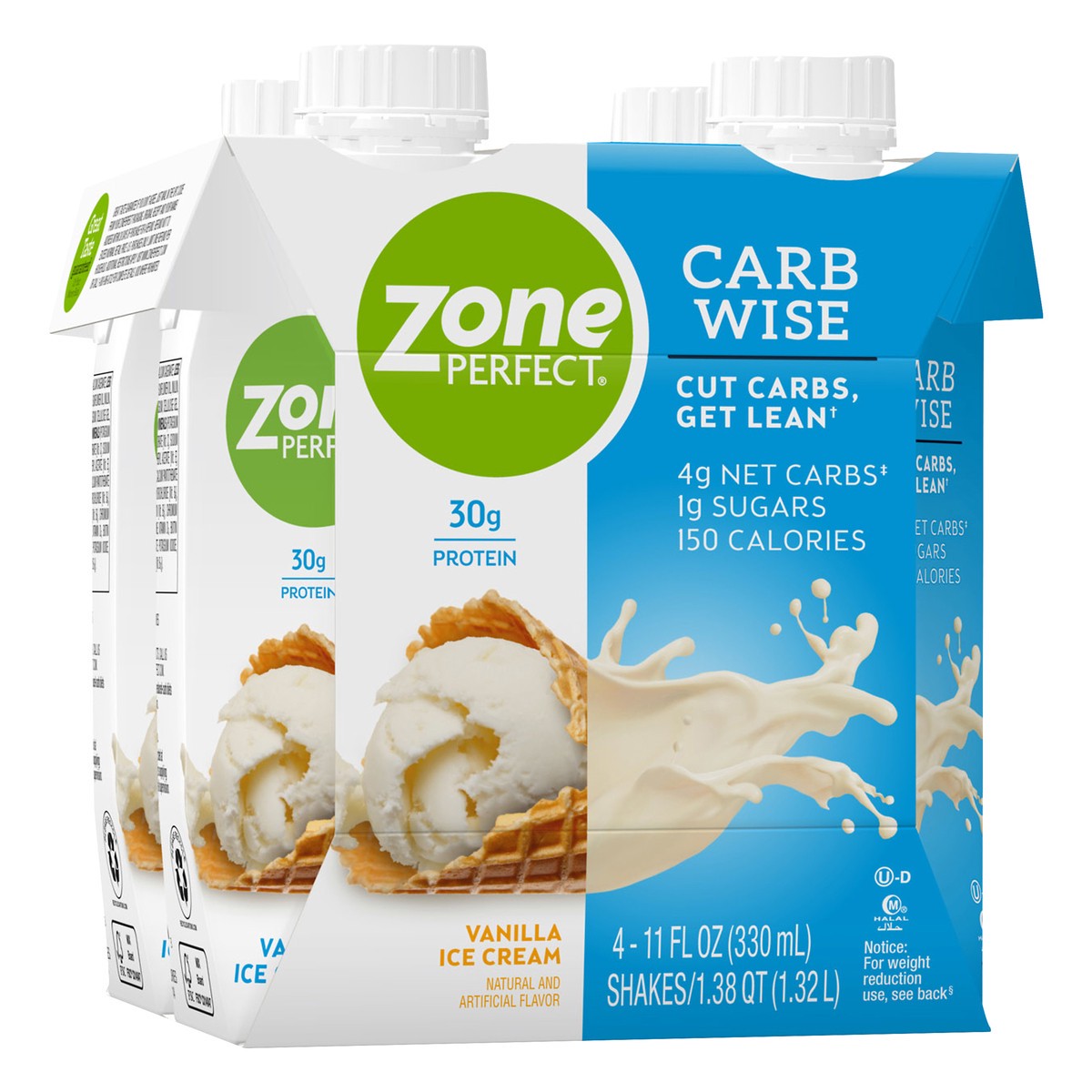 slide 9 of 9, Zone Perfect Carb Wise Vanilla Ice Cream Shakes 4.0 ea, 4 ct; 11 fl oz