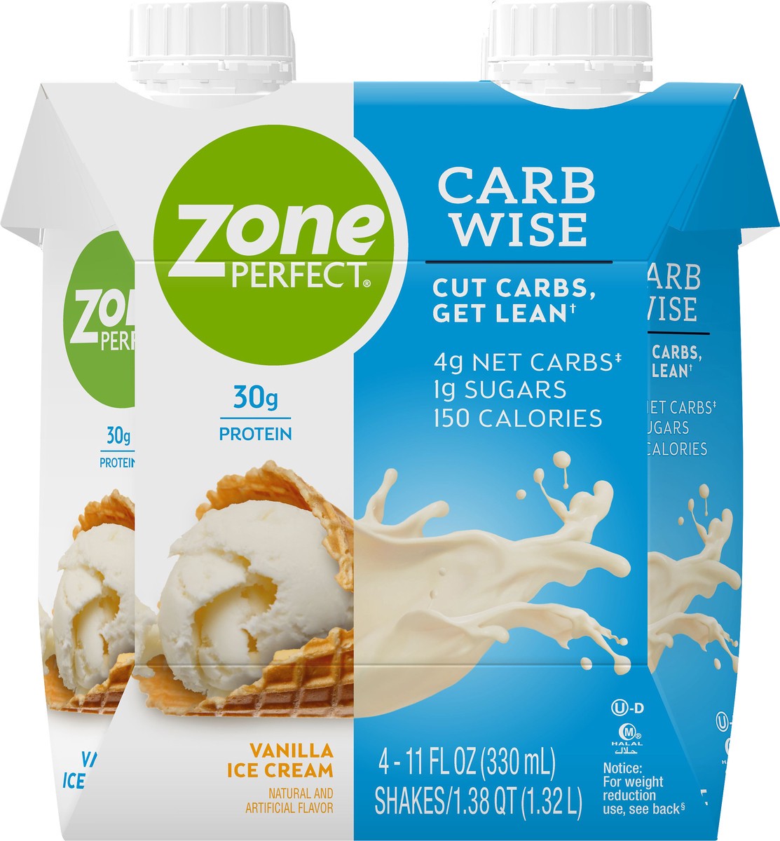 slide 1 of 9, Zone Perfect Carb Wise Vanilla Ice Cream Shakes 4.0 ea, 4 ct; 11 fl oz