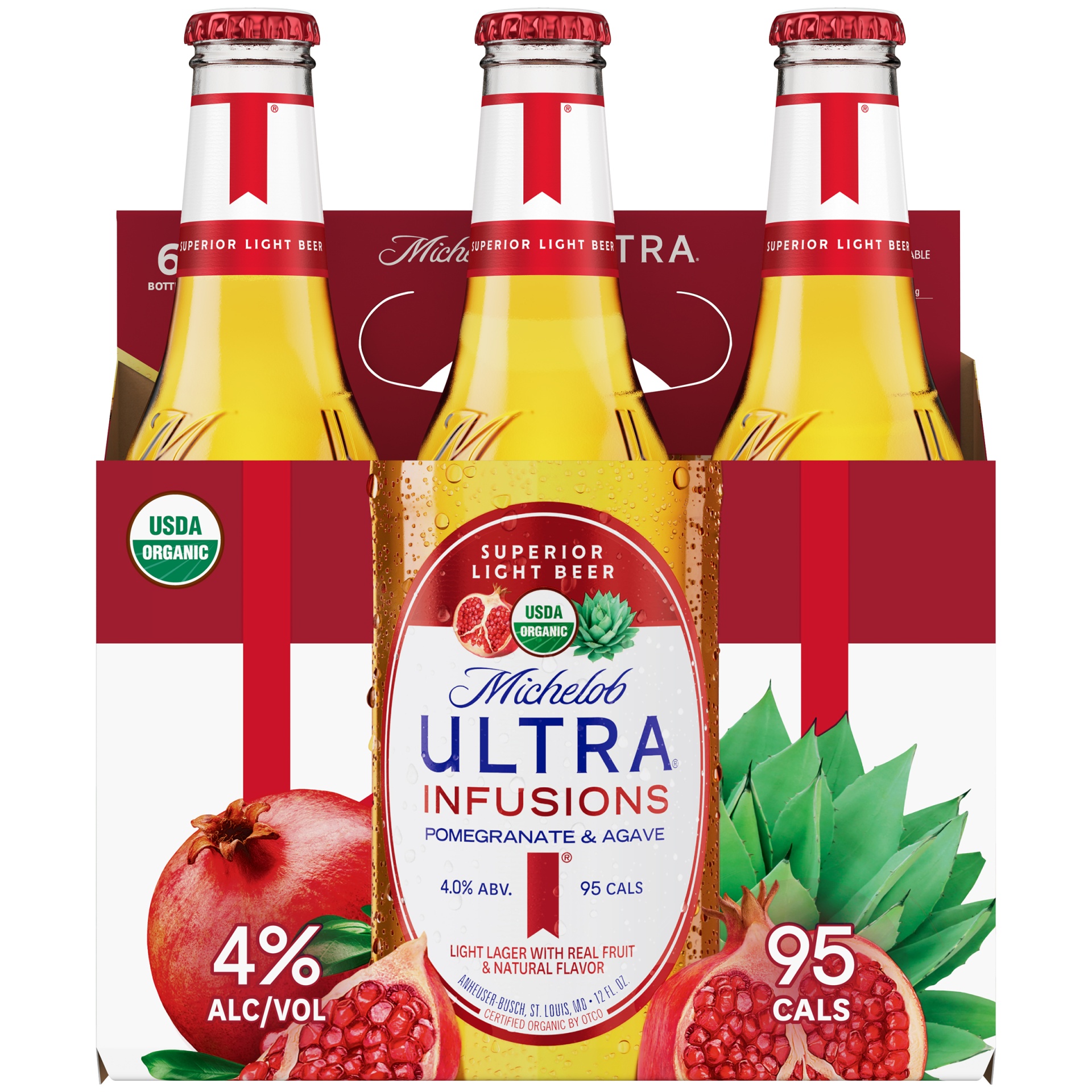 slide 1 of 1, Michelob Ultra Infusions Pomegranate & Agave Light Beer, 4% ABV, 72 oz