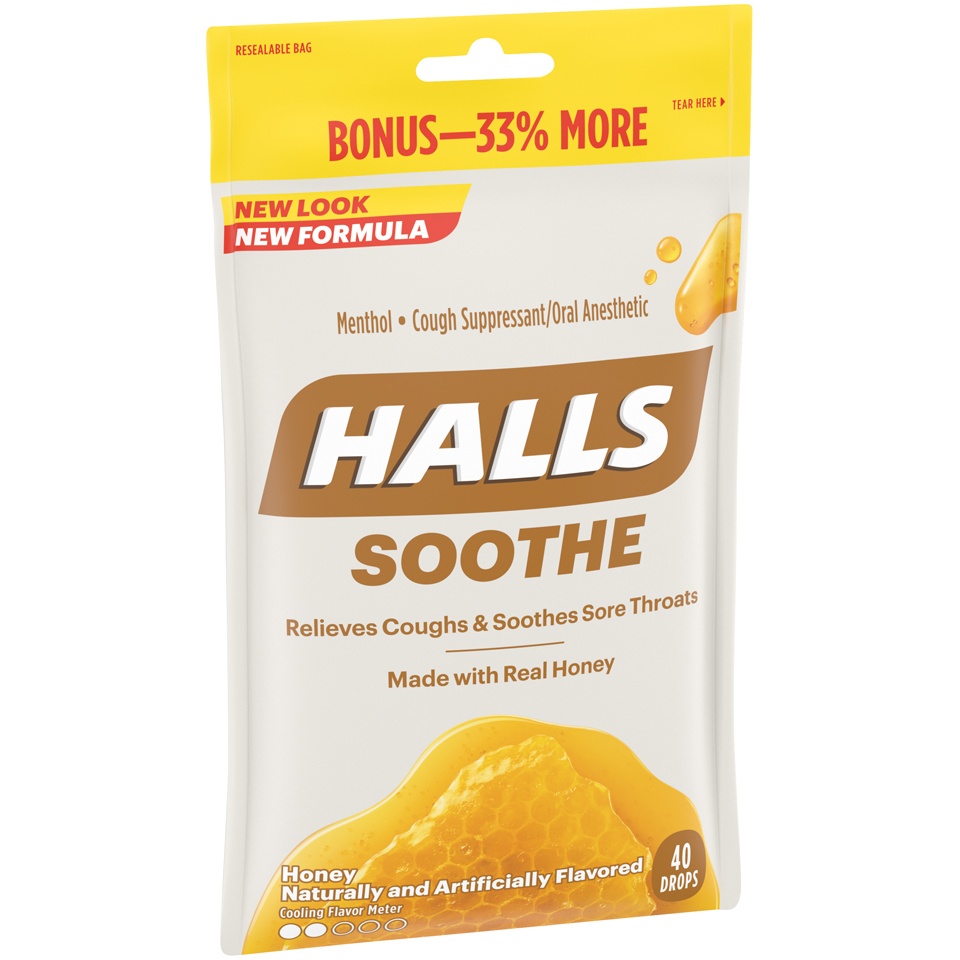 slide 3 of 6, Halls Honey Cough Drops Bonus Size, 40 ct