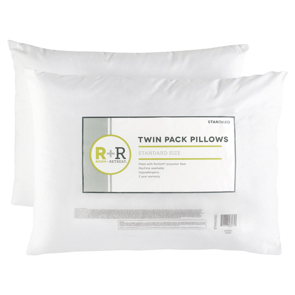 slide 1 of 1, Room & Retreat Twin Pack Pillows, 2 ct