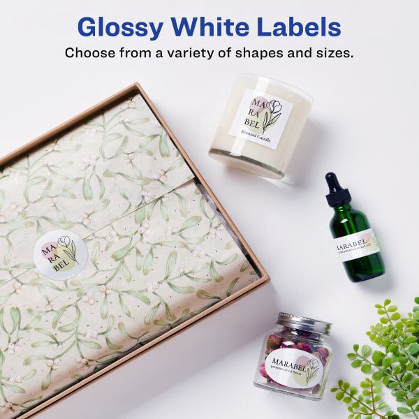 slide 10 of 10, Avery Glossy Permanent Labels, 6525, Mailing, 1" X 2 5/8", White, Pack Of 300, 300 ct