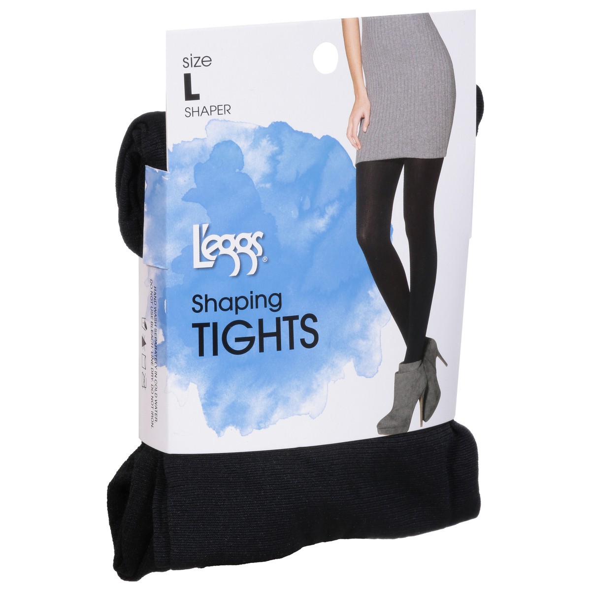 slide 4 of 9, L'eggs Shaping Tights Opaque Size Q Black, 1 ct