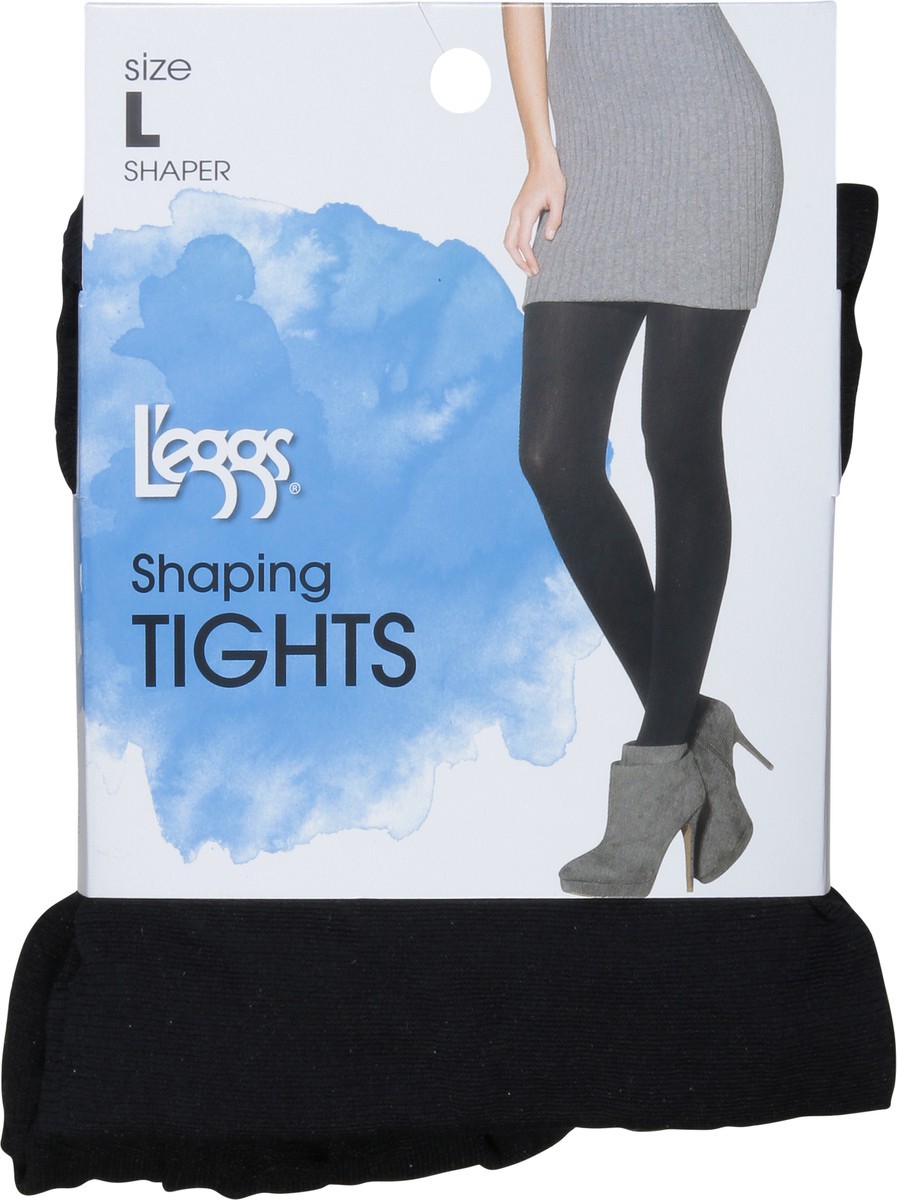 slide 6 of 9, L'eggs Shaping Tights Opaque Size Q Black, 1 ct