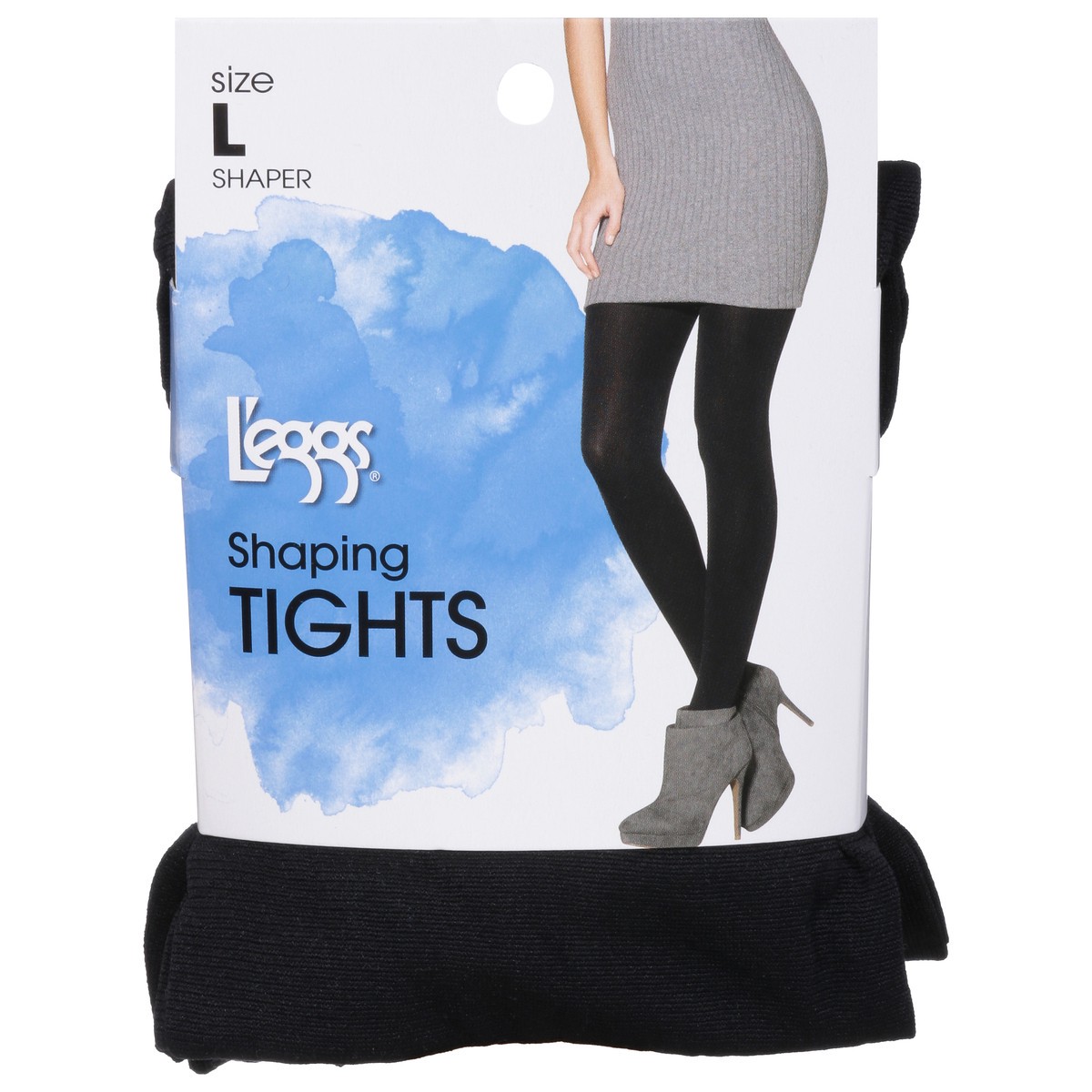 slide 9 of 9, L'eggs Shaping Tights Opaque Size Q Black, 1 ct