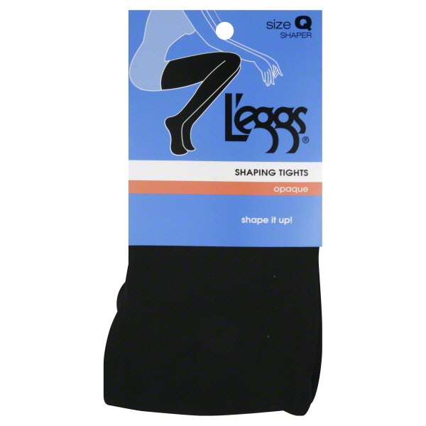 slide 1 of 1, L'eggs Shaping Tights Opaque Size Q Black, 1 ct