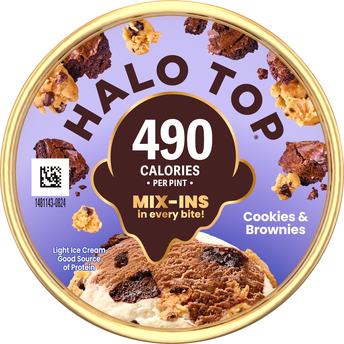 slide 9 of 13, Halo Top Cookies & Brownies Light Ice Cream Pint, 16 fl oz, 1 pint