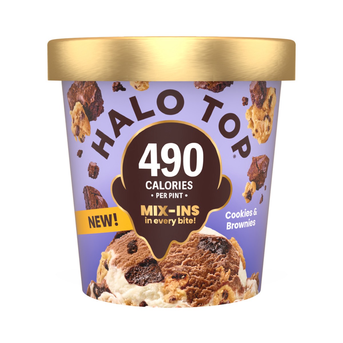 slide 12 of 13, Halo Top Cookies & Brownies Light Ice Cream Pint, 16 fl oz, 1 pint