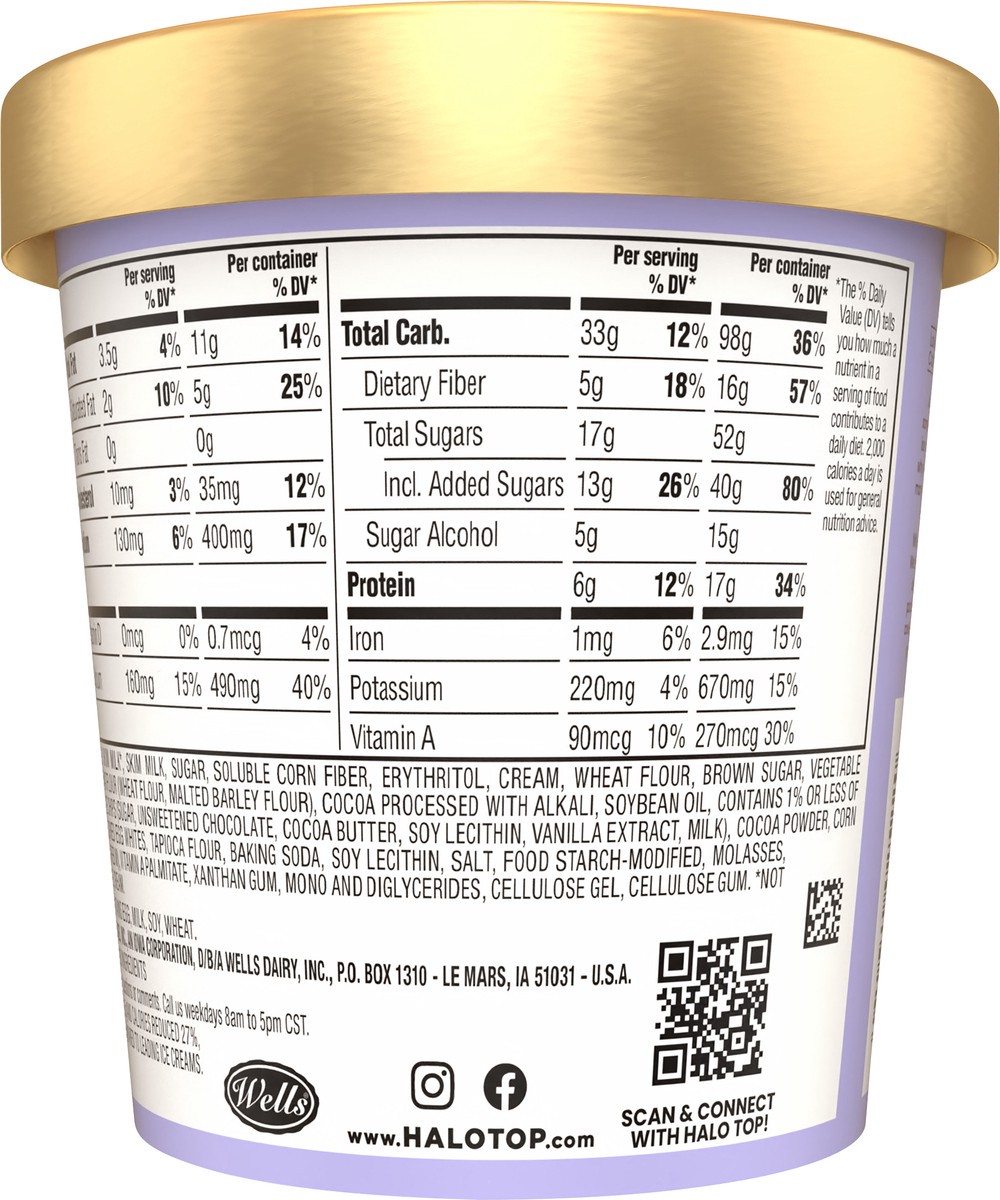 slide 10 of 13, Halo Top Cookies & Brownies Light Ice Cream Pint, 16 fl oz, 1 pint