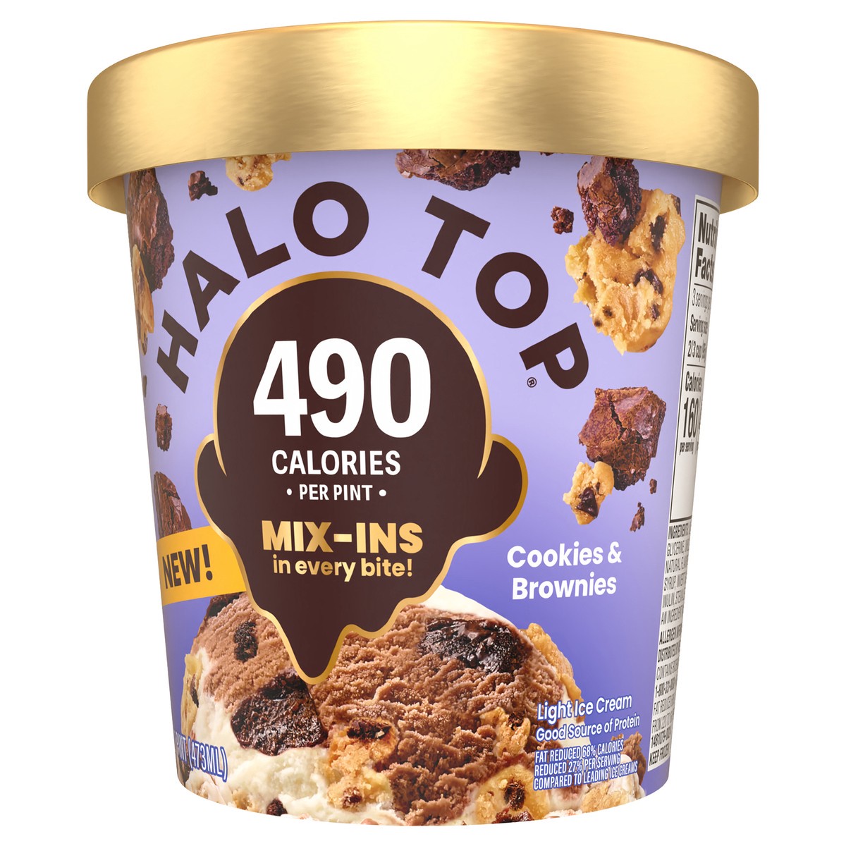 slide 13 of 13, Halo Top Cookies & Brownies Light Ice Cream Pint, 16 fl oz, 1 pint