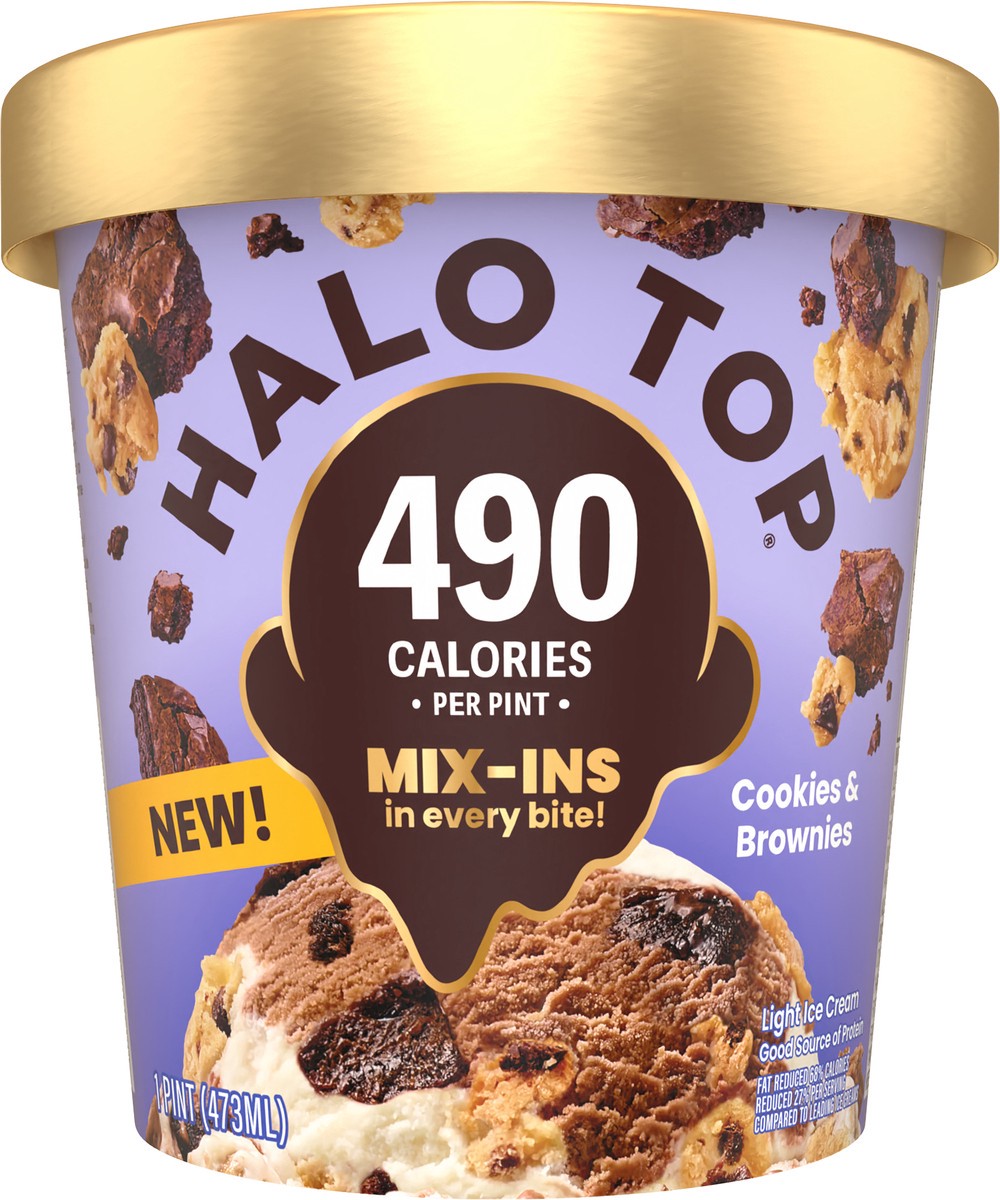 slide 5 of 13, Halo Top Cookies & Brownies Light Ice Cream Pint, 16 fl oz, 1 pint
