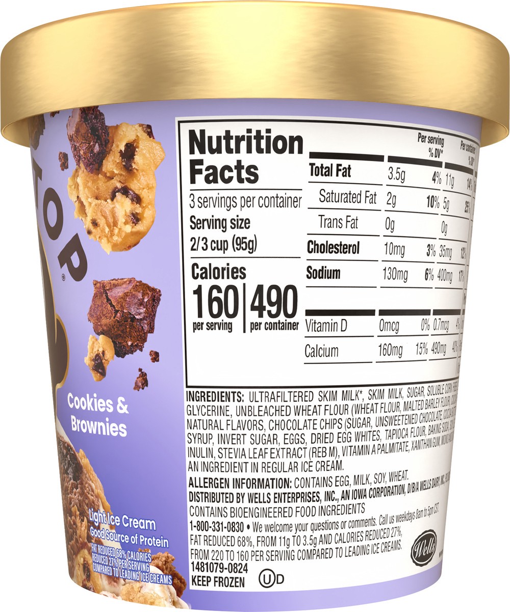 slide 11 of 13, Halo Top Cookies & Brownies Light Ice Cream Pint, 16 fl oz, 1 pint