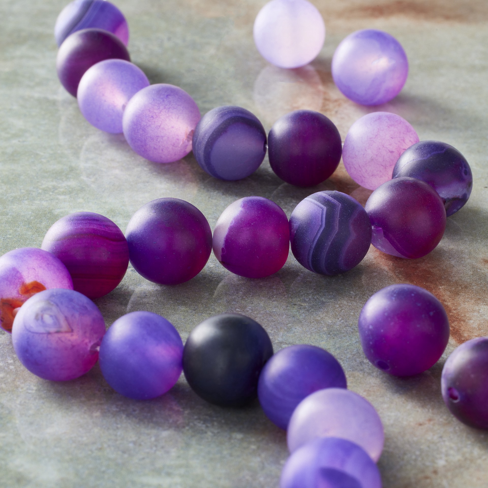 slide 2 of 3, Purple Matte Agate Round Beads By Bead Landing, 10 mm