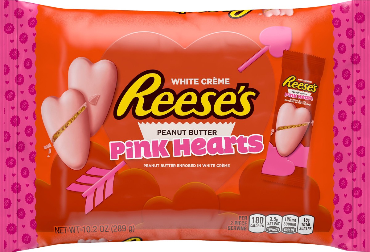 slide 1 of 3, Reese's Pink Hearts White Creme Peanut Butter 10.2 oz, 10.2 oz