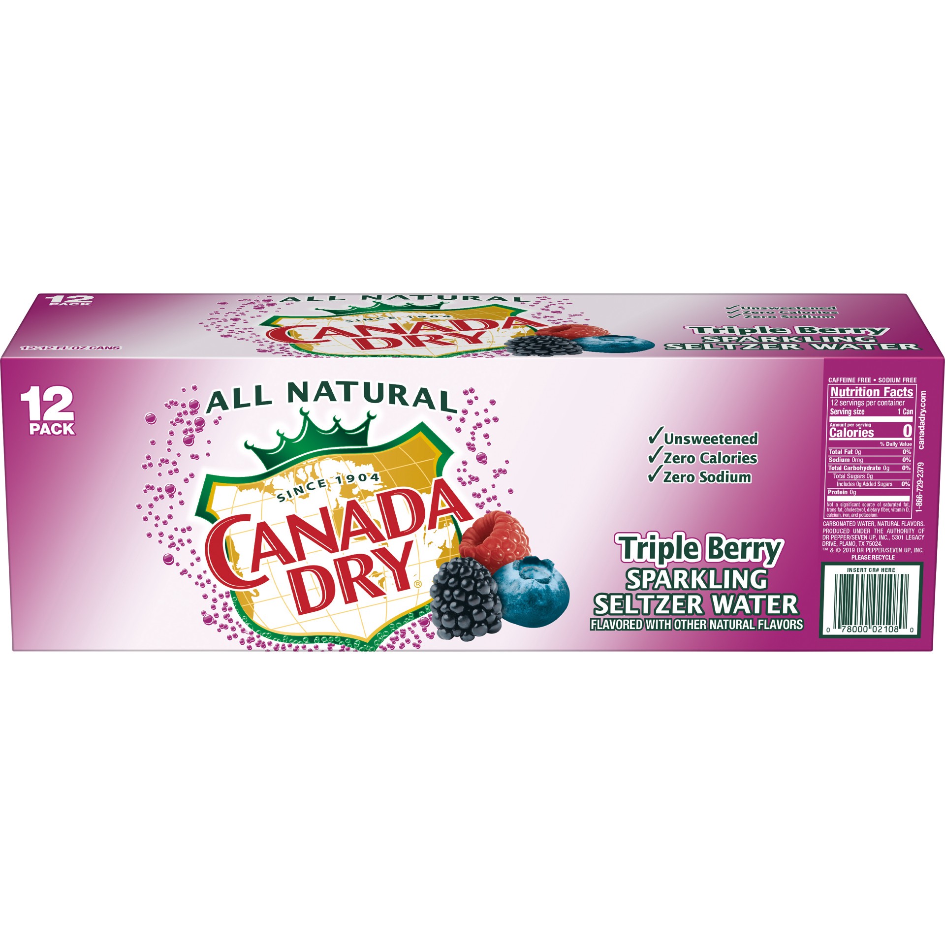 slide 2 of 5, Canada Dry Triple Berry Sparkling Seltzer Water, 12 fl oz cans, 12 pack, 12 ct; 12 fl oz