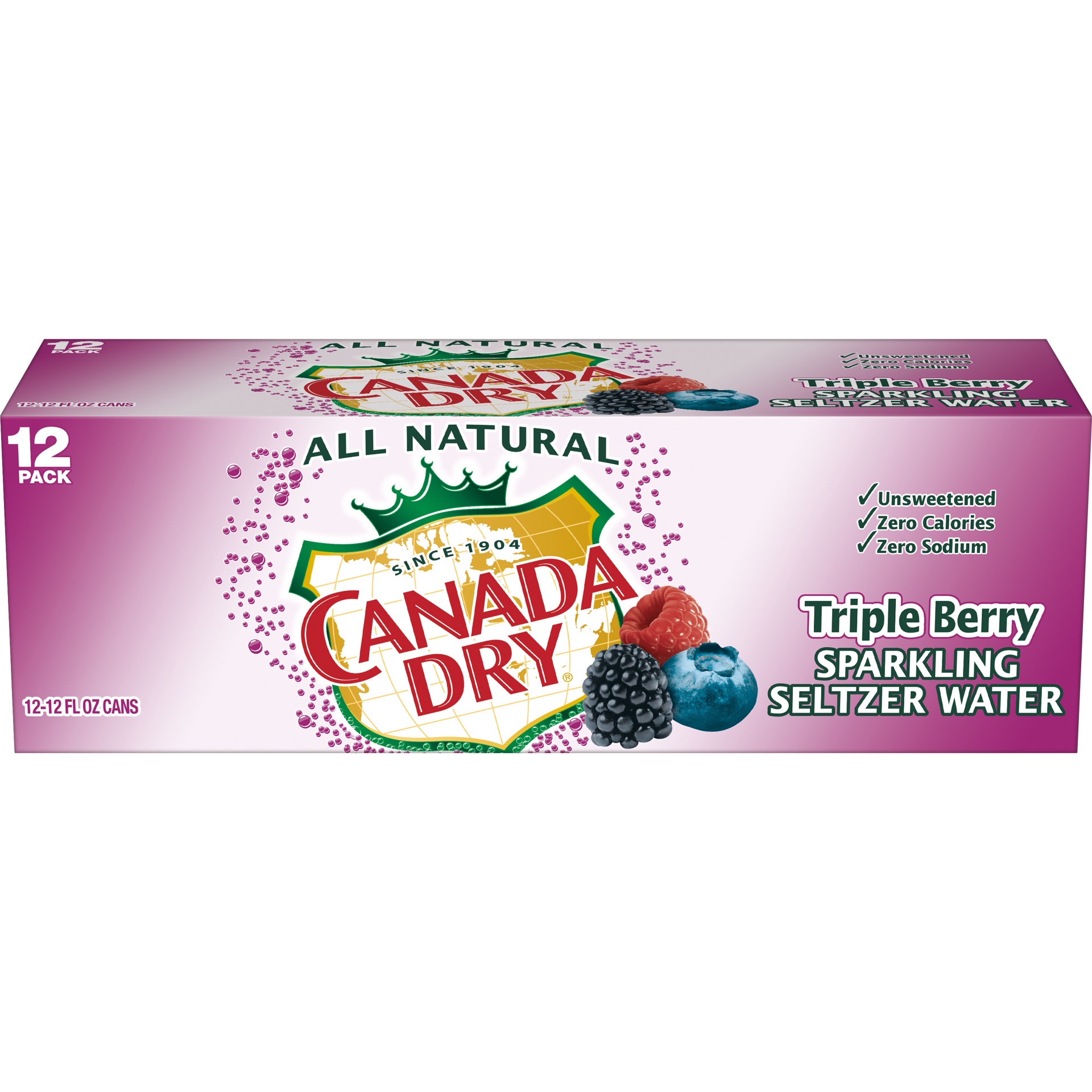 slide 4 of 5, Canada Dry Triple Berry Sparkling Seltzer Water, 12 fl oz cans, 12 pack, 12 ct; 12 fl oz