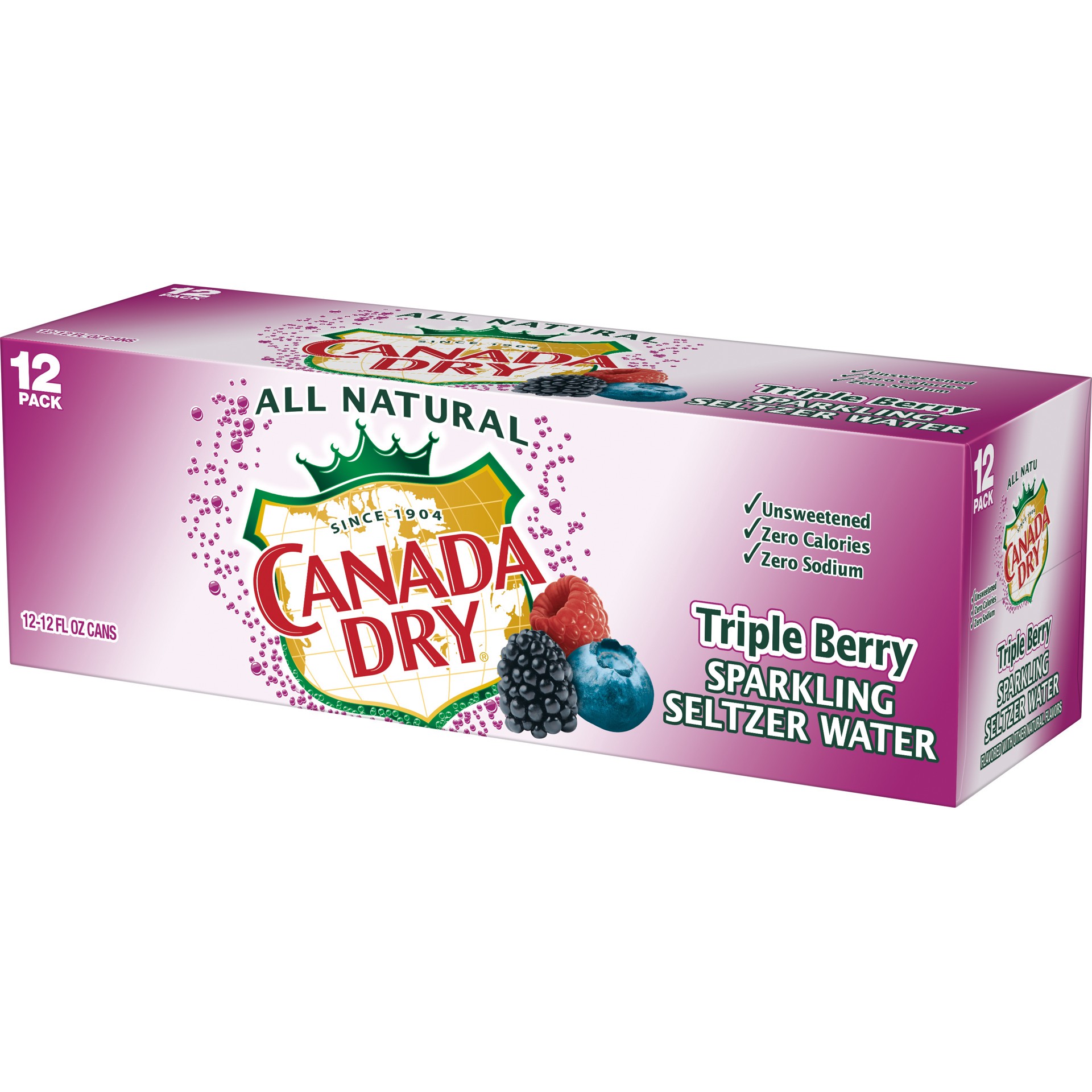 slide 3 of 5, Canada Dry Triple Berry Sparkling Seltzer Water, 12 fl oz cans, 12 pack, 12 ct; 12 fl oz