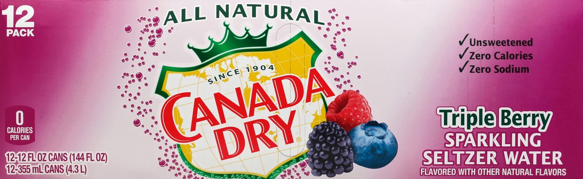 slide 1 of 5, Canada Dry Triple Berry Sparkling Seltzer Water, 12 fl oz cans, 12 pack, 12 ct; 12 fl oz