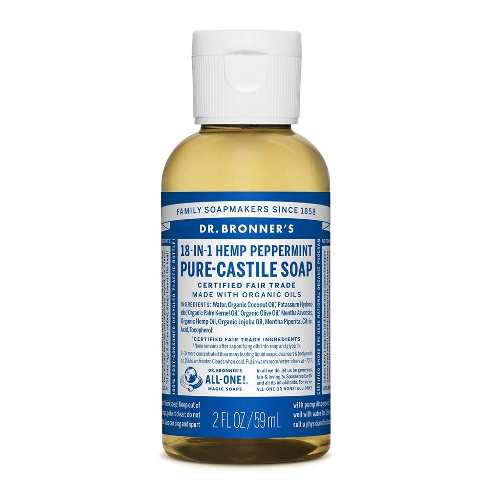 slide 1 of 1, Dr. Bronner's Magic Soaps 18-in-1 Hemp Peppermint Pure-Castile Soap, 2 fl oz