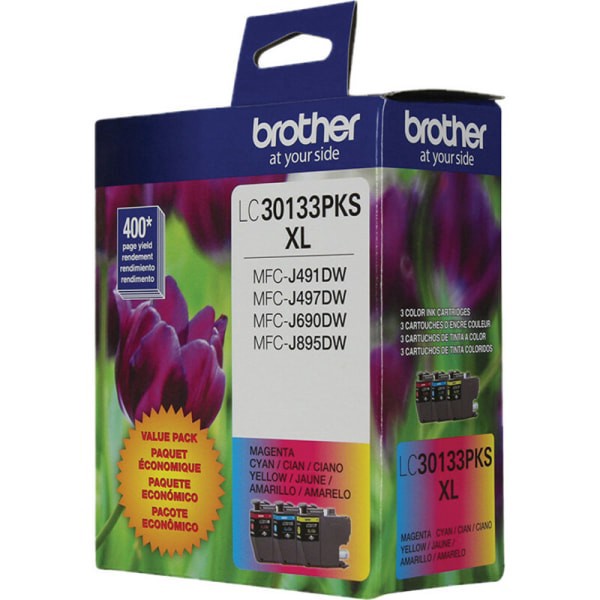 slide 8 of 9, Brother Lc30133Pks Original Ink Cartridge Tri-Pack - Cyan, Magenta, Yellow, 1 ct