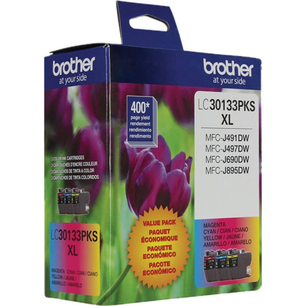 slide 2 of 9, Brother Lc30133Pks Original Ink Cartridge Tri-Pack - Cyan, Magenta, Yellow, 1 ct