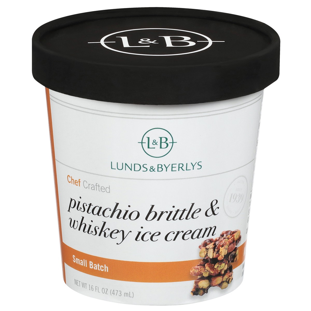slide 1 of 4, Lunds & Byerlys Small Batch Pistachio Brittle & Whiskey Ice Cream 16 fl oz, 16 fl oz