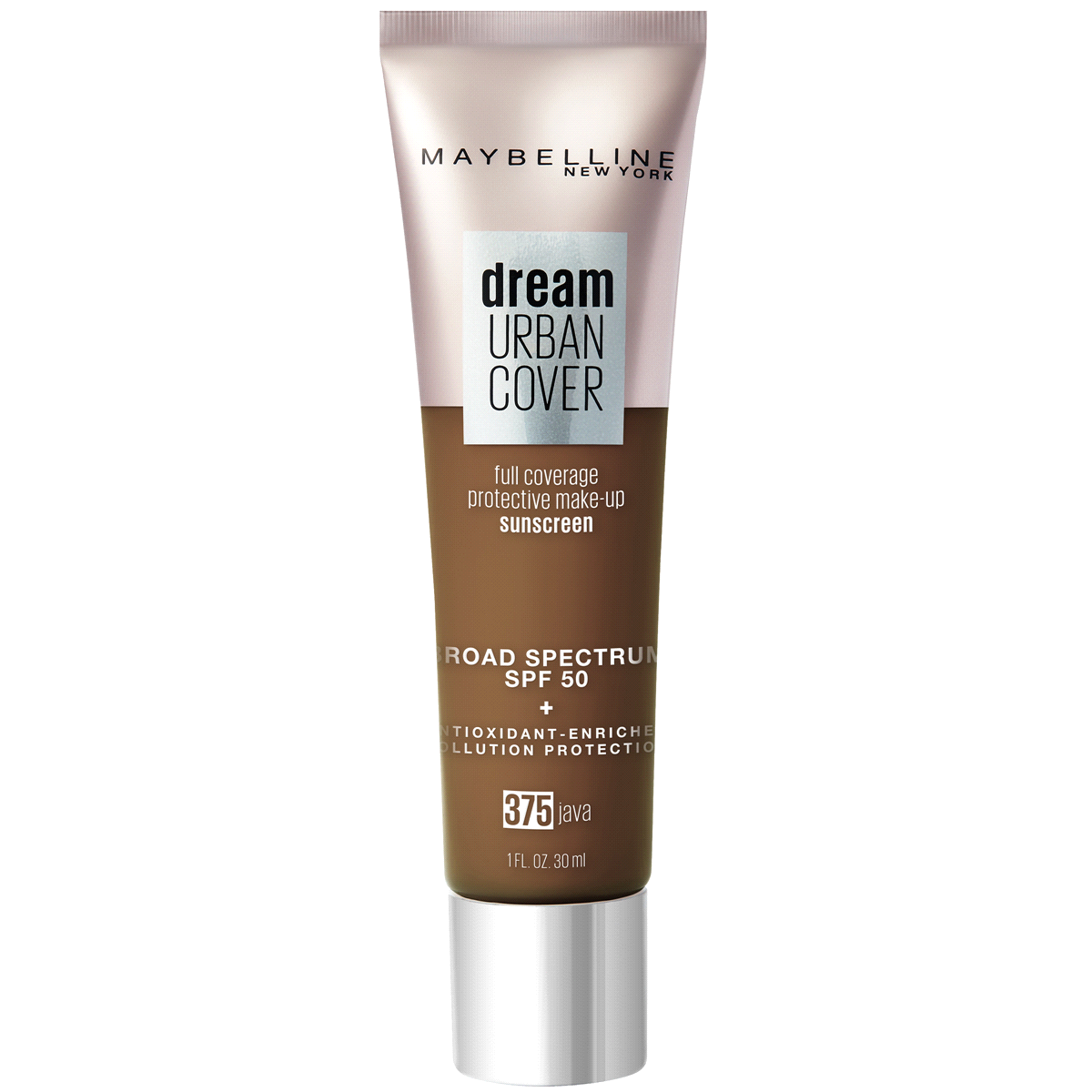 slide 1 of 9, Maybelline Dream Urban Cover Full Coverage Foundation Makeup, Spf 50, Java, 1 oz