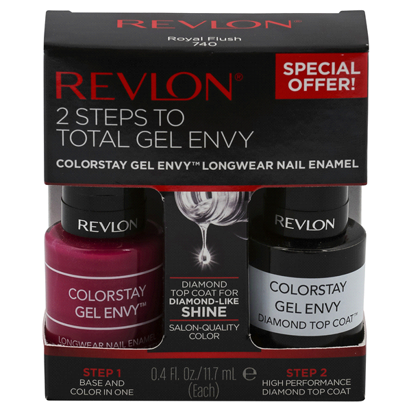 slide 1 of 1, Revlon Colorstay Gel Envy, Royal Flush Top Coat Kit, 0.4 fl oz