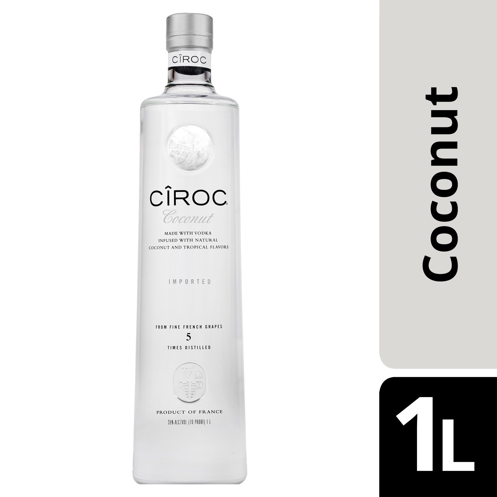 slide 3 of 4, CIROC Coconut (Made with Vodka Infused with Natural Flavors), 1 L, 1 liter