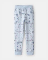 Oshkosh Girls Floral Drawstring Knit Joggers - Blue - Size 4
