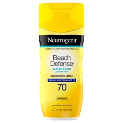 Neutrogena Beach Defense Water-Resistant Face & Body SPF 70 Sunscreen Lotion with Broad Spectrum UVA/UVB Protection, Oil-Free Fast-Absorbing Sunscreen Lotion, Oxybenzone-Free, 6.7 oz