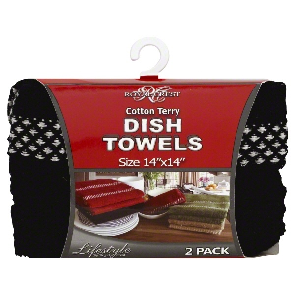 slide 1 of 1, Royal Crest Terry Dish Towel Licorice, 2 ct