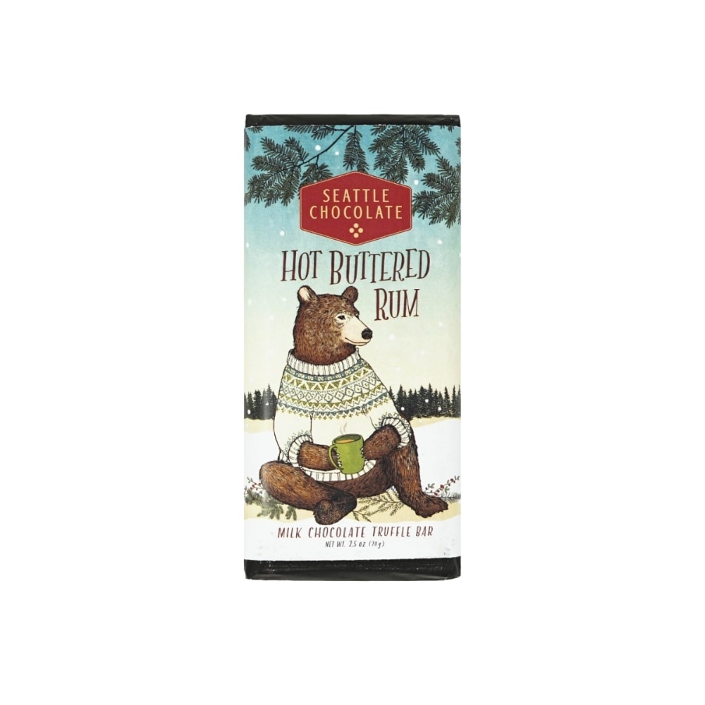 slide 1 of 1, Seattle Chocolate Hot Buttered Rum Milk Chocolate Truffle Bar, 2.5 oz