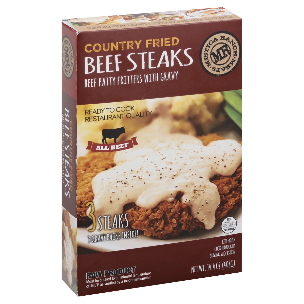 slide 5 of 13, Mistica Ranch Meats Mistica Ranch Country Fried Beef Steaks With Gravy, 14.4 oz