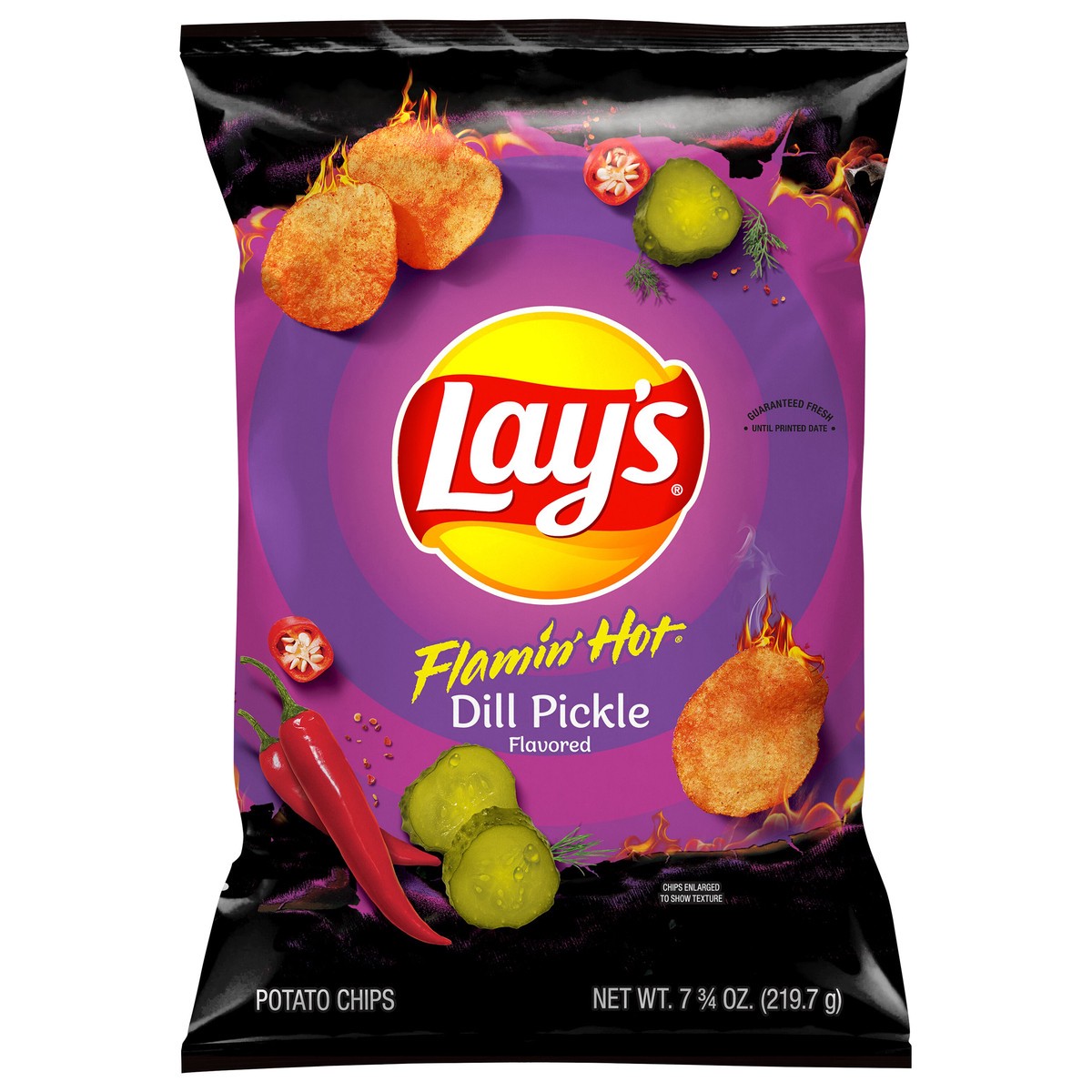 Lay's Potato Chips Flamin' Hot Dill Pickle Flavored 7 3/4 Oz 7.75 oz ...