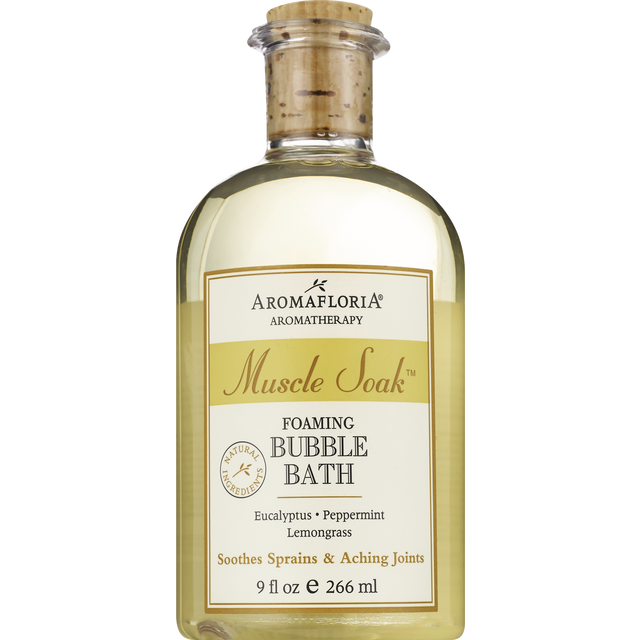 slide 1 of 1, Aromafloria Muscle Soak Foaming Bubble Bath, Eucalyptus, Peppermint & Lemongrass, 9 oz