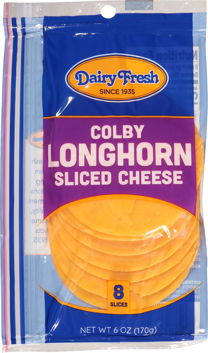 slide 10 of 14, Dairy Fresh Colby Longhorn Sliced Cheese 8 ea, 8 ct