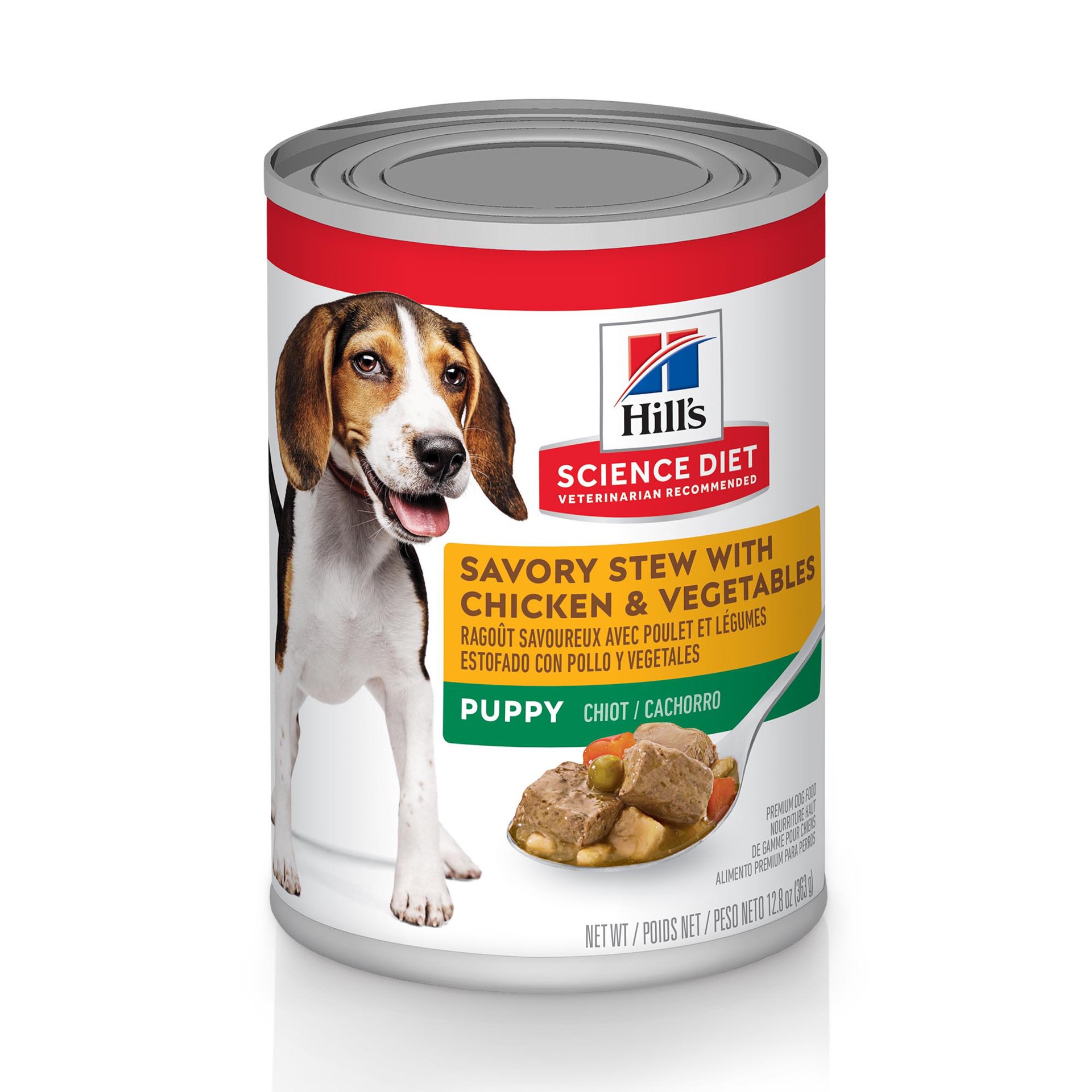 slide 1 of 1, Hill's Science Diet Savory Stew with Chicken & Vegetables Puppy Canned Dog Food, 12.8 oz