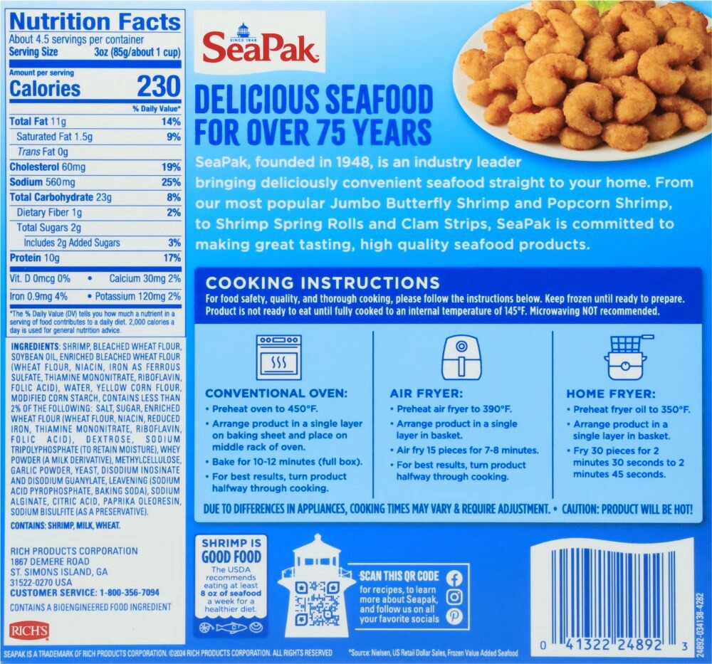 slide 2 of 2, SeaPak Golden Crispy Classic Popcorn Shrimp 14 oz, 14 oz