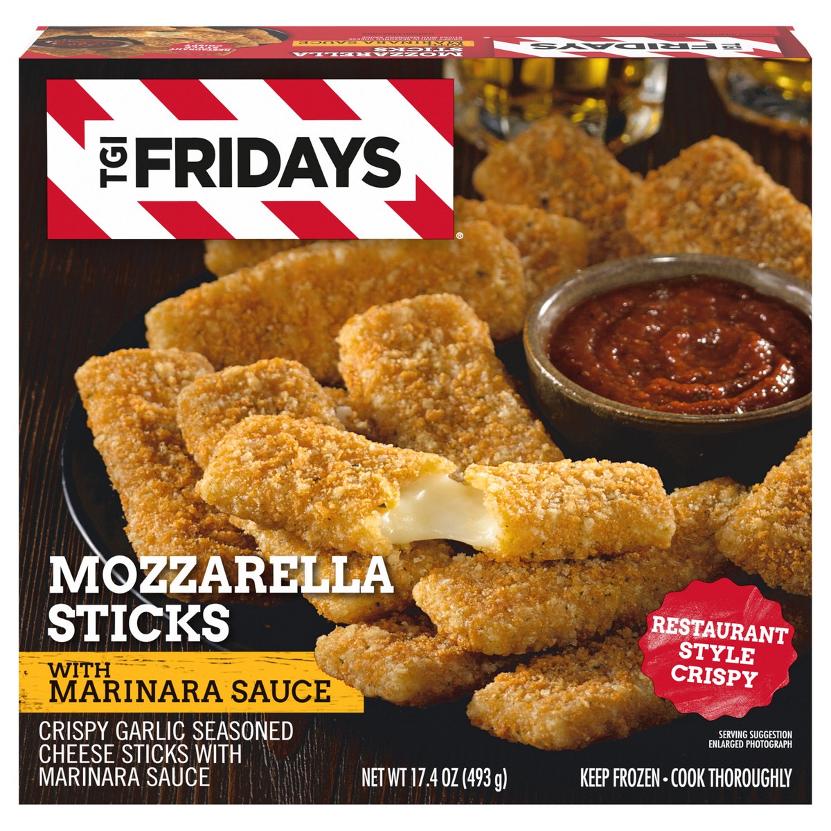 slide 1 of 5, T.G.I. Fridays TGI Fridays Mozzarella Sticks Frozen Snacks with Marinara Sauce, 17.4 oz Box, 17.4 oz
