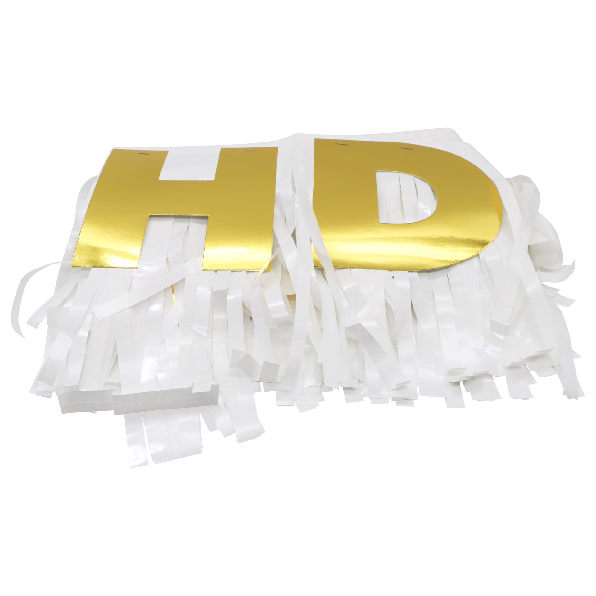 slide 3 of 3, 6.5ft. Gold & White Happy Birthday Fringe Banner By Celebrate It, 6.5 ft