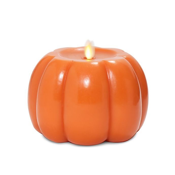 slide 1 of 3, Luminara Real-Flame Effect Pumpkin Candle - Orange, 1 ct