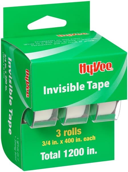 slide 1 of 1, Hy-Vee Invisible Tape 0.75 Inch, 3 ct; 400 in