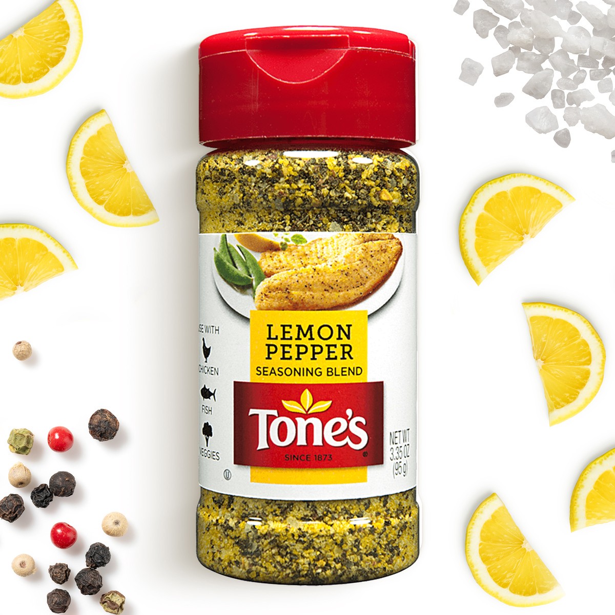 slide 1 of 9, Tone's Lemon Pepper Seasoning Blend, 3.35 oz, 3.35 oz