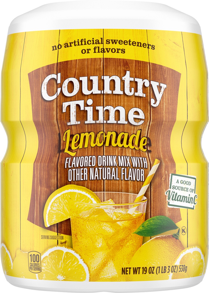 slide 7 of 9, Country Time Lemonade Naturally Flavored Powdered Drink Mix, 19 oz. Canister, 19 oz