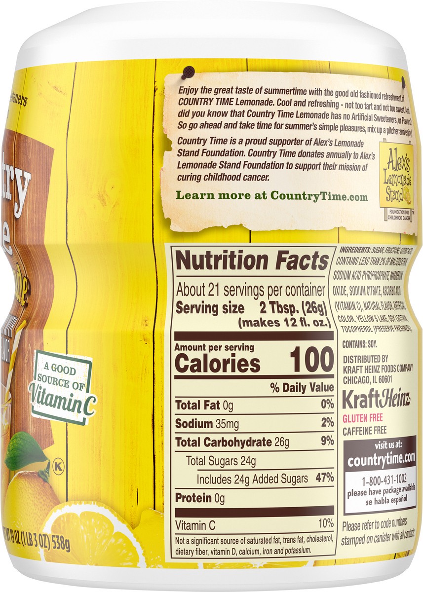 slide 2 of 9, Country Time Lemonade Naturally Flavored Powdered Drink Mix, 19 oz. Canister, 19 oz