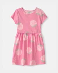 Carter's Girls Strawberry Short-Sleeve Dress - Pink - Size 5