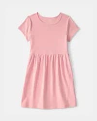 Carters Girls Rib Short-Sleeve Dress - Pink Pink 6-6X